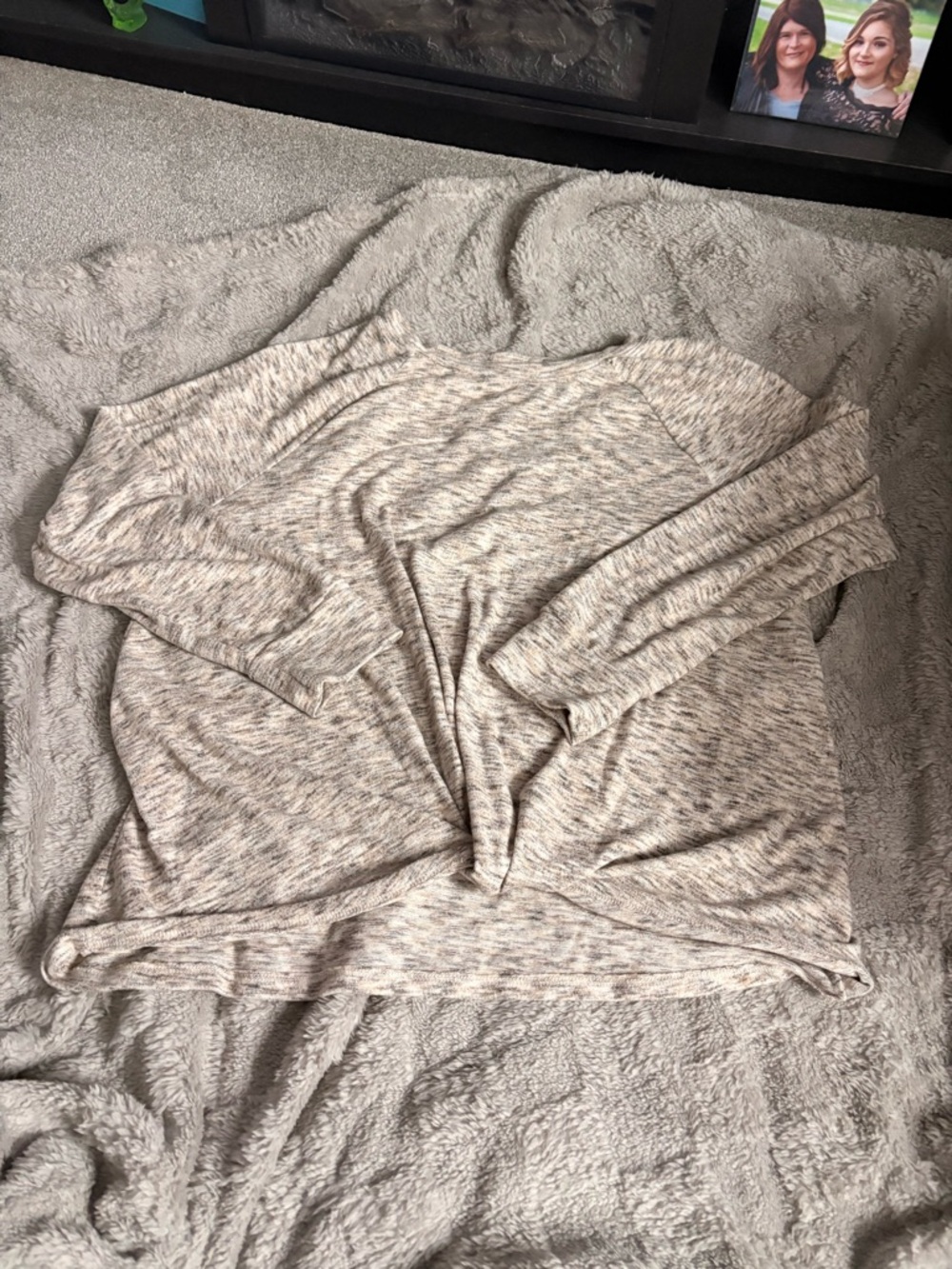 Cozy Neutral Heather Long Sleeve Top Time and Tru